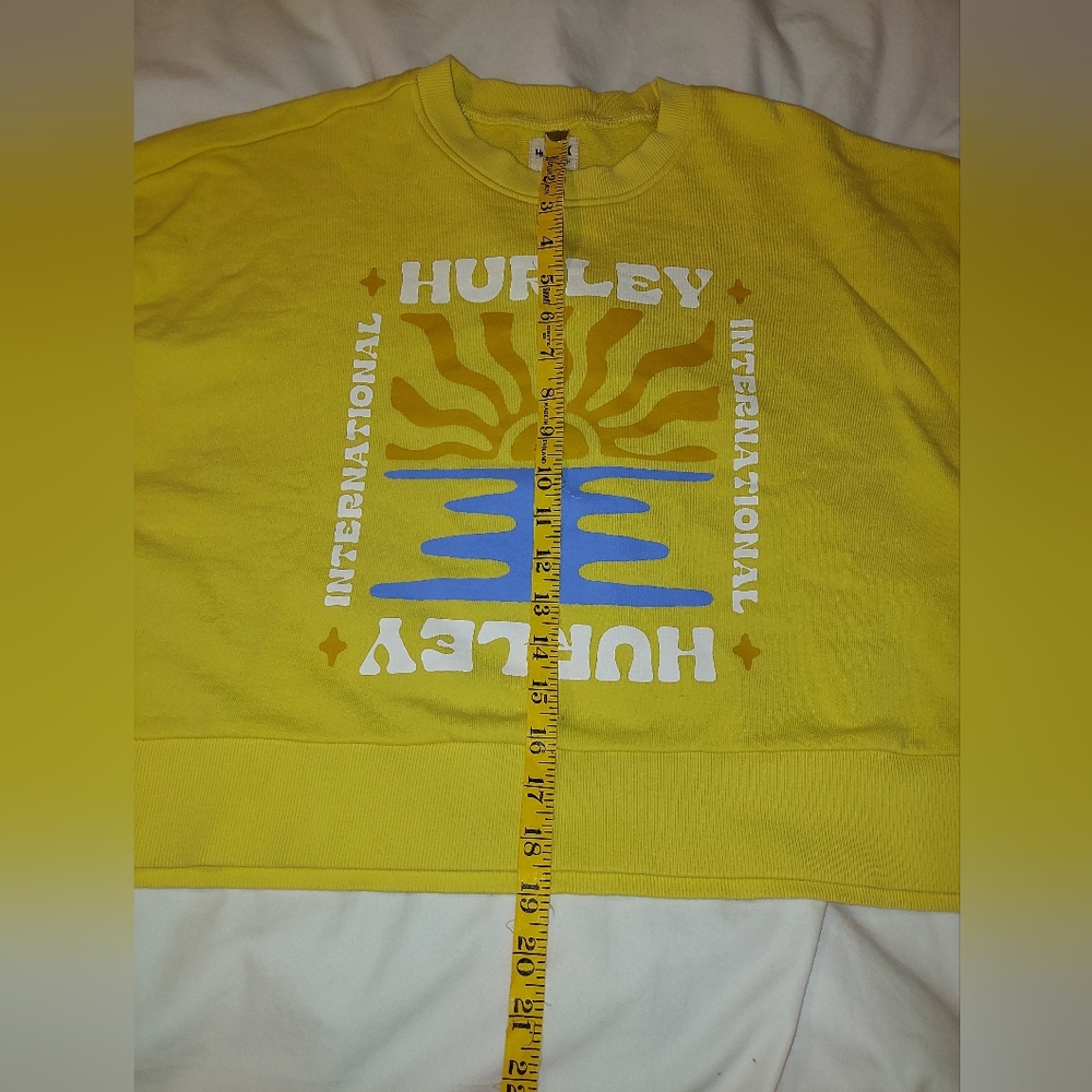 Hurley Cotton Cropped Boxy Skater Yellow Sun Graphic Sweatshirt - Picture 6 of 7
